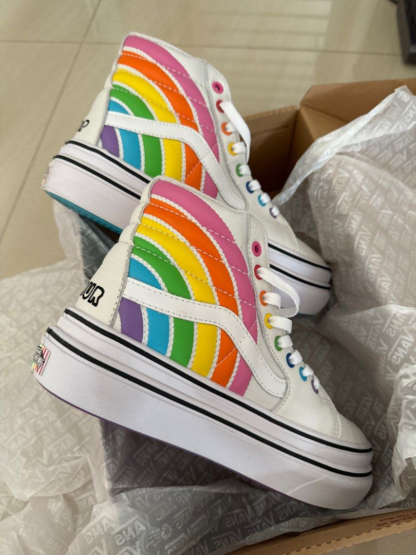Rainbow high top vans cheap