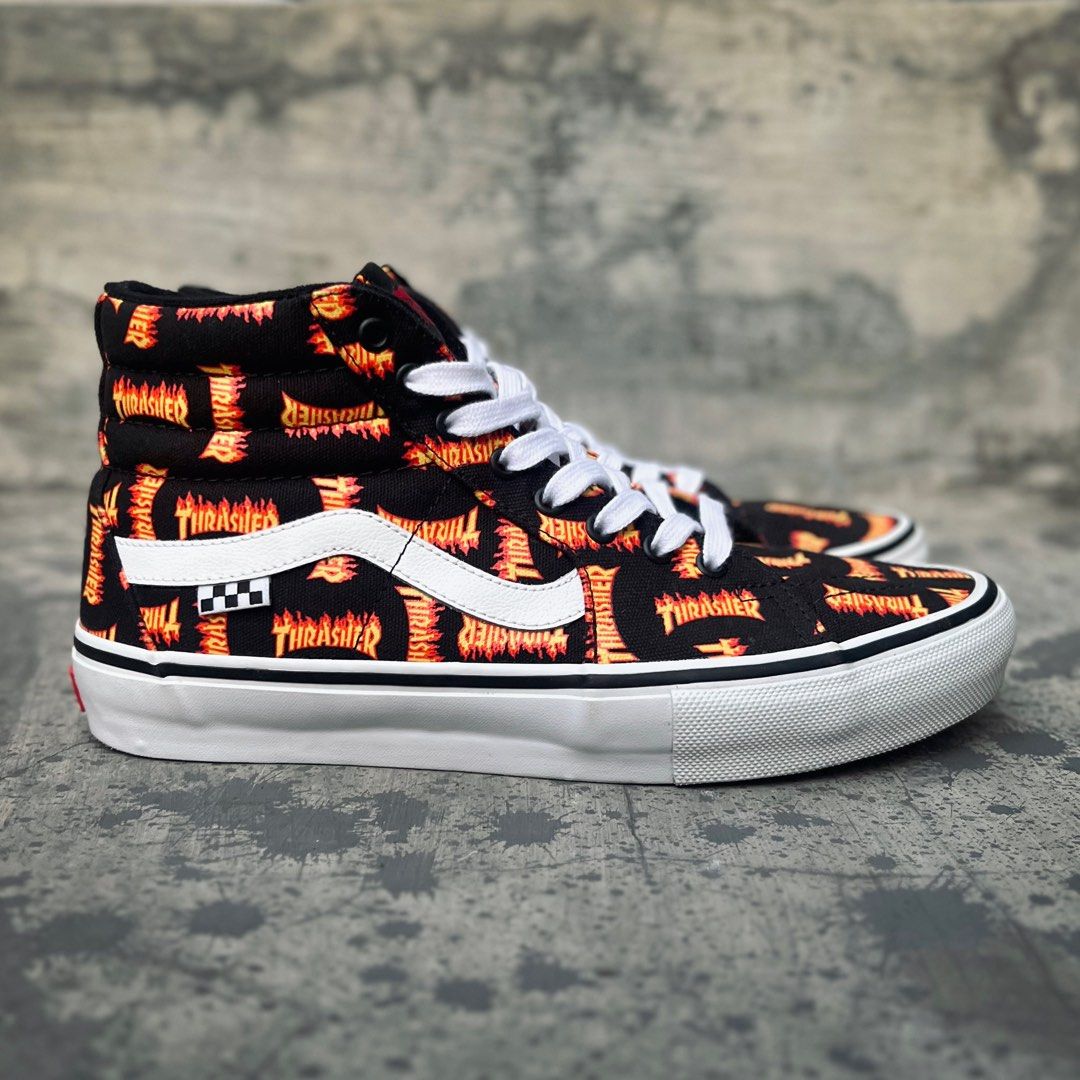 Vans Sk8 hi Skateboarding X Thrasher BNIB resmi Pt Navya Fesyen Pria Sepatu Sneakers di Carousell