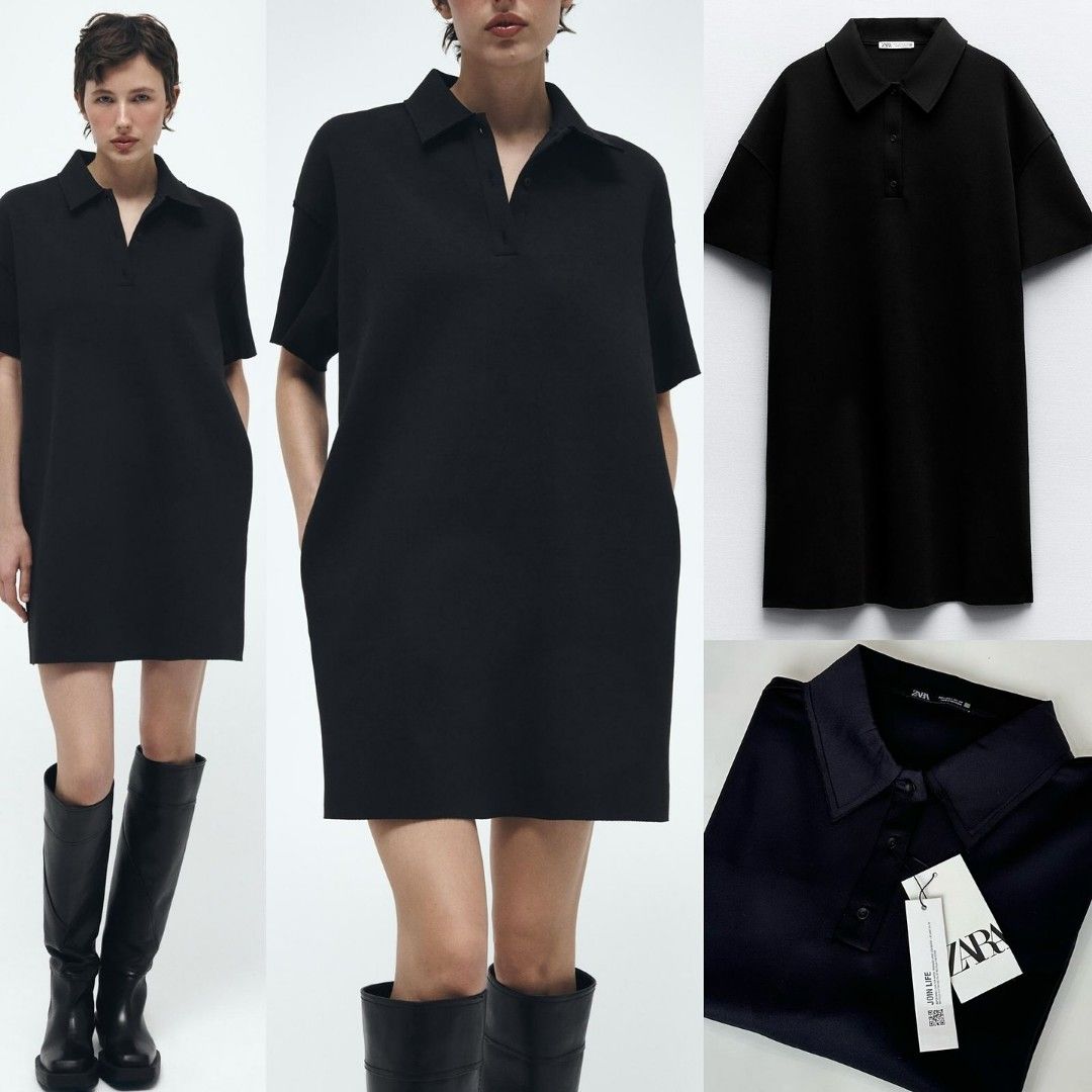 ❌ [SOLD OUT] ZARA button black tunic dress, Fesyen Wanita