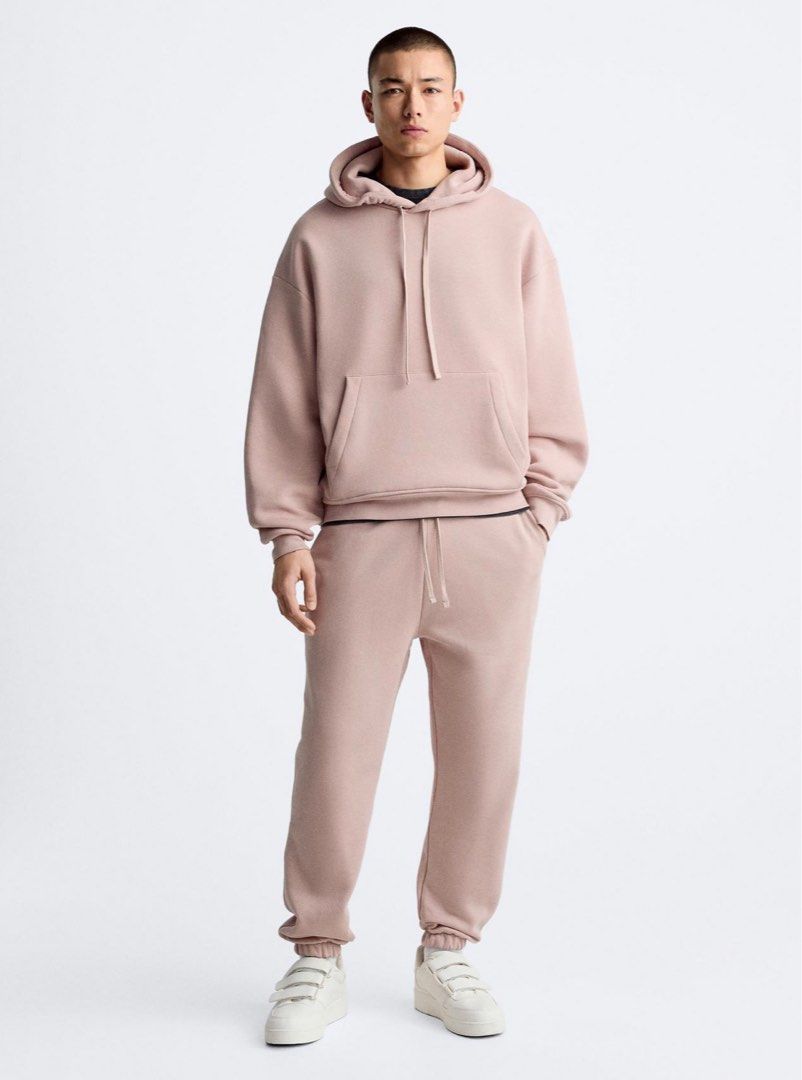 ZARA MAN Dusty Pink Hoodie Men s Fashion Coats Jackets and Outerwear on Carousell