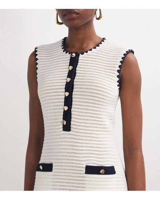 Self Portrait Cream Crochet Collared Contrast Trim Knit Mini Dress,  black, white, Women's Fashion, Dresses & Sets, Dresses on Carousell