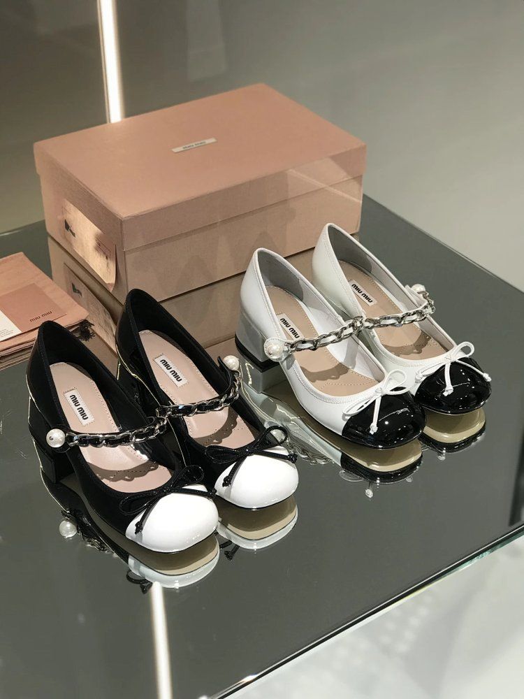 Miu miu bow shoes hot sale