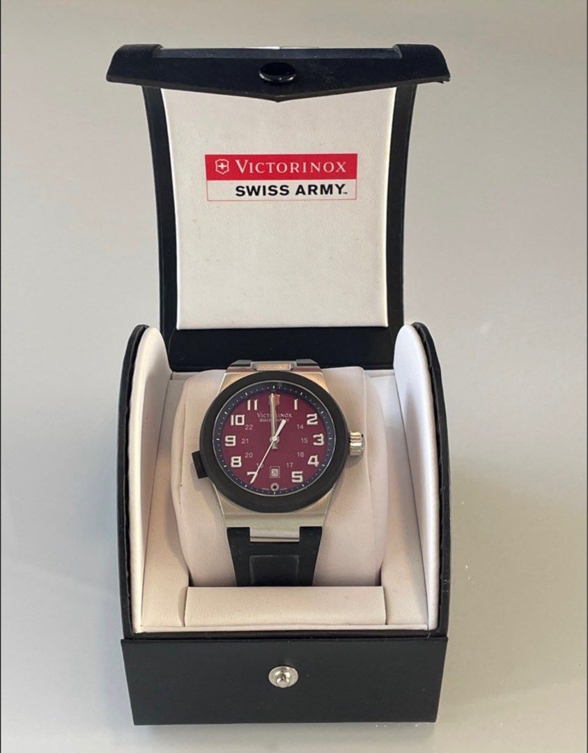 Black and Silver Victorinox Swiss Army Mens Watch Luxury Watches on Carousell