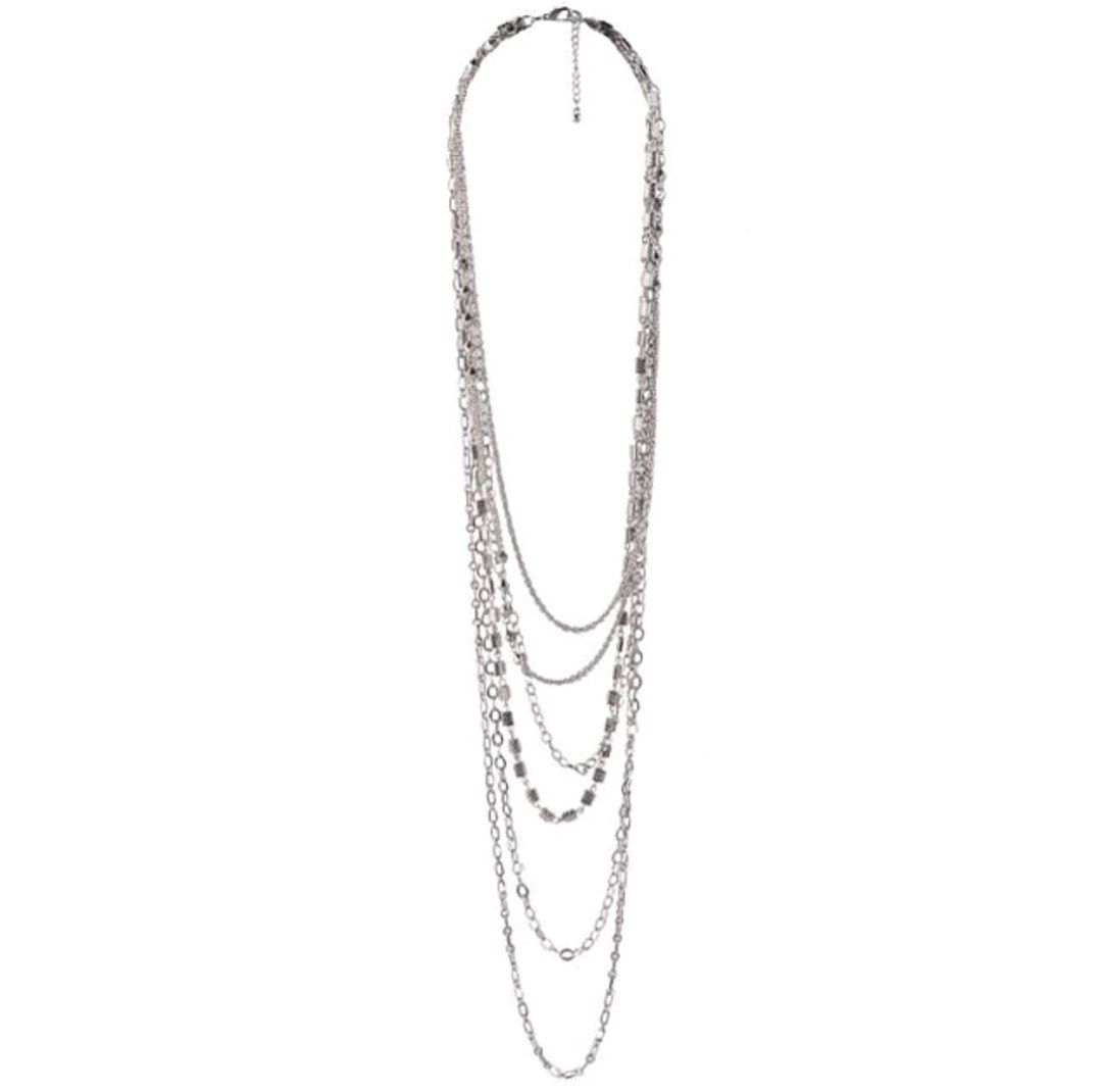 BN Forever 21 Textured Cascading Chain Necklace Silver