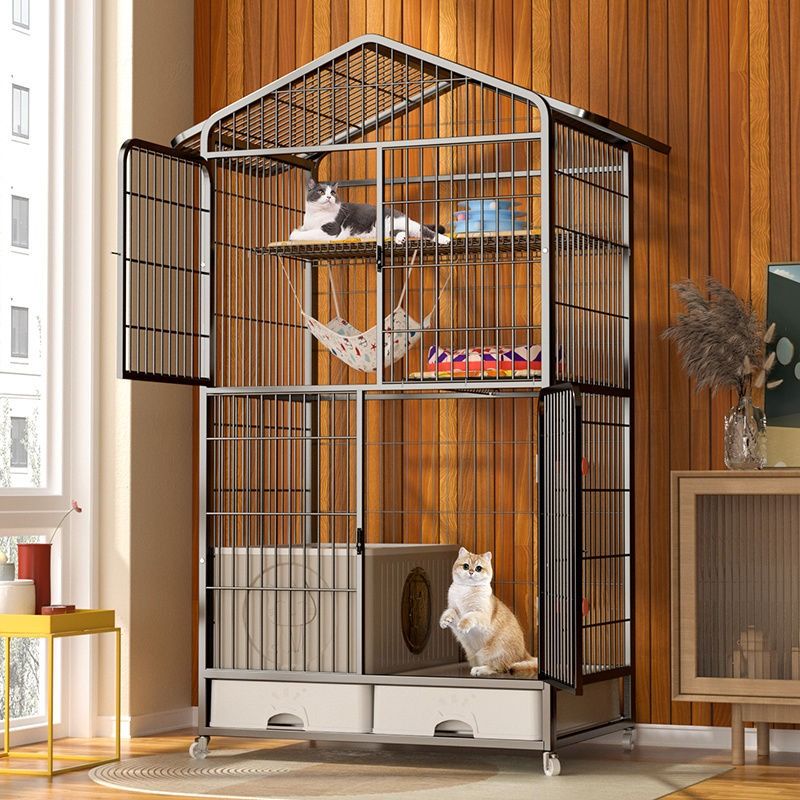 Cat Cage Home Indoor Cat Villa Large Free Space with Toilet Integrated Large Cat Nest Cat Cage