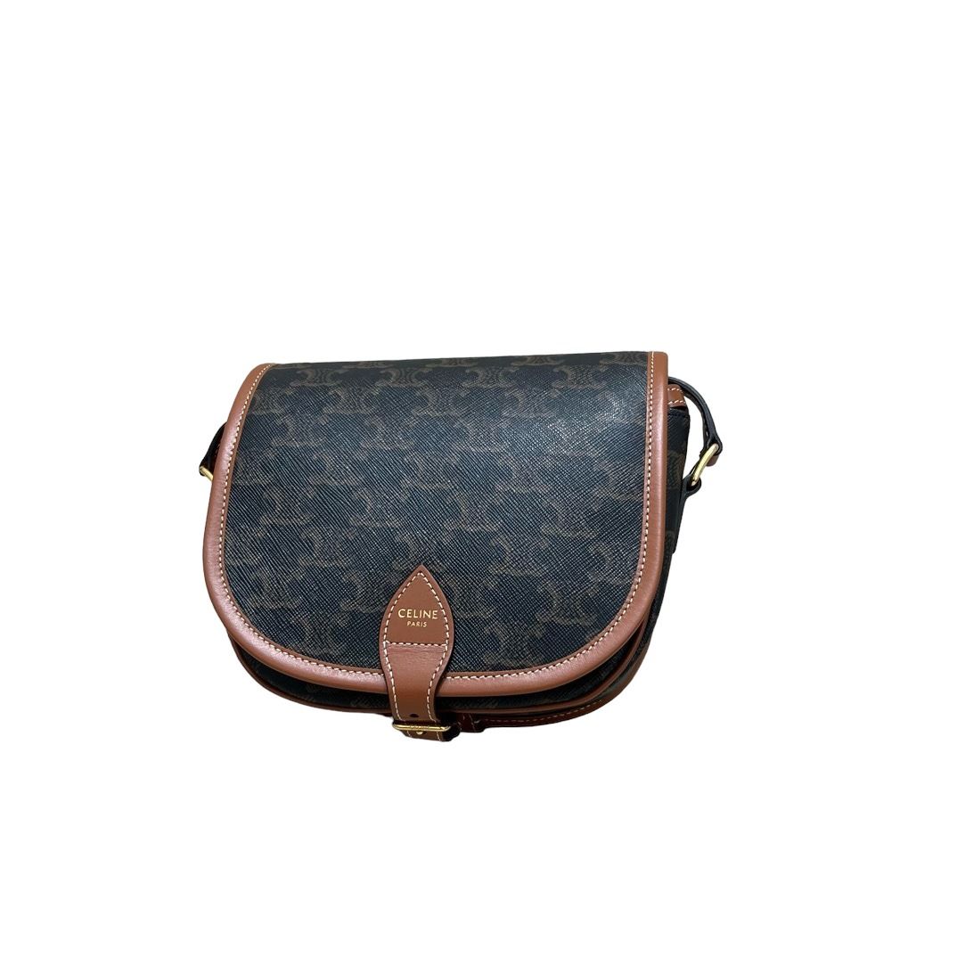 CELINE Medium Folco Bag In Triomphe Canvas