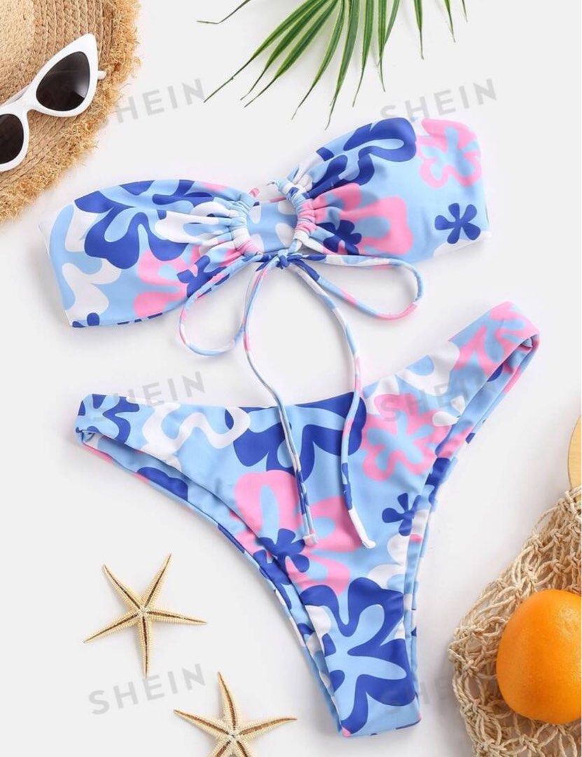 Floral print bandeau bikini (Category: Bikinis & Swimsuits) located in Mandaluyong City. Submitted by cocooo_ (Listing ID 1315822406, Image 1). Description: Used once.