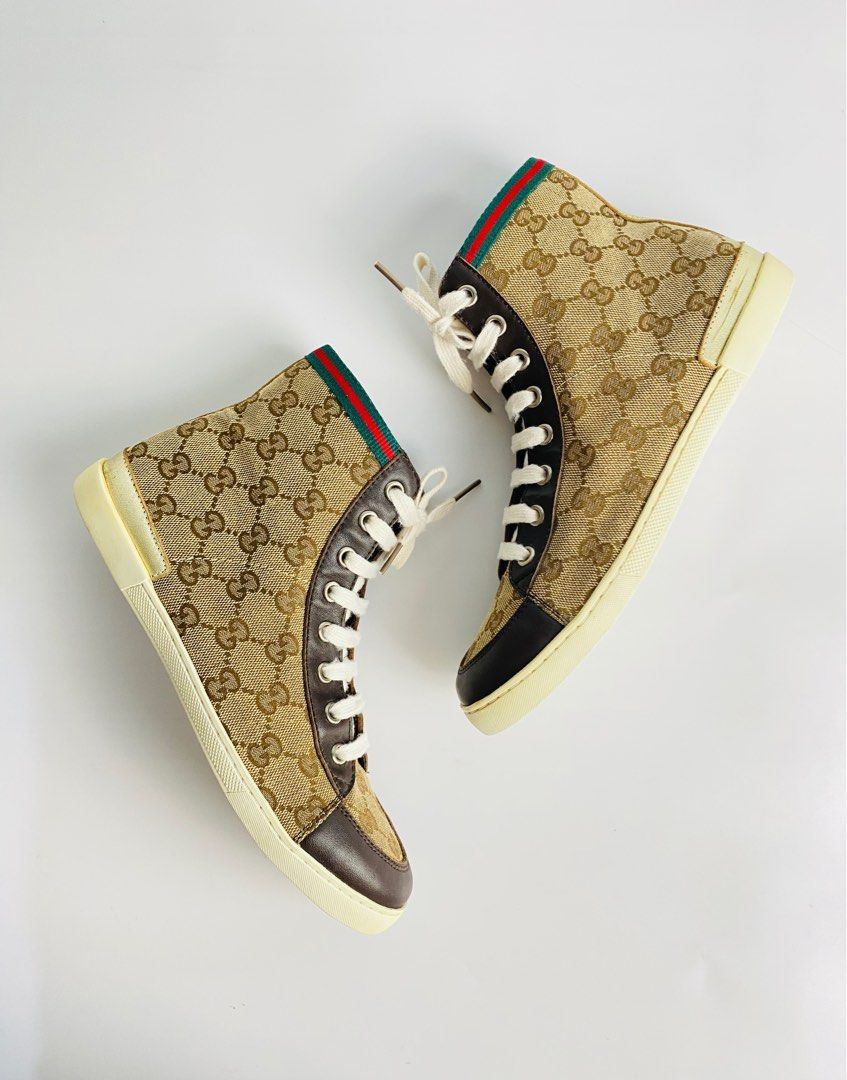 G U C C I high top sneakers Size 37 23.5cm Unisex FREE shipping
