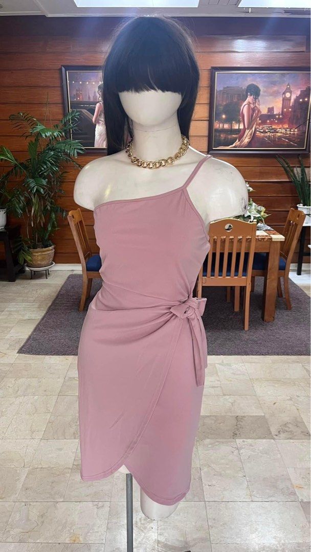 Light pink wrap dress short store