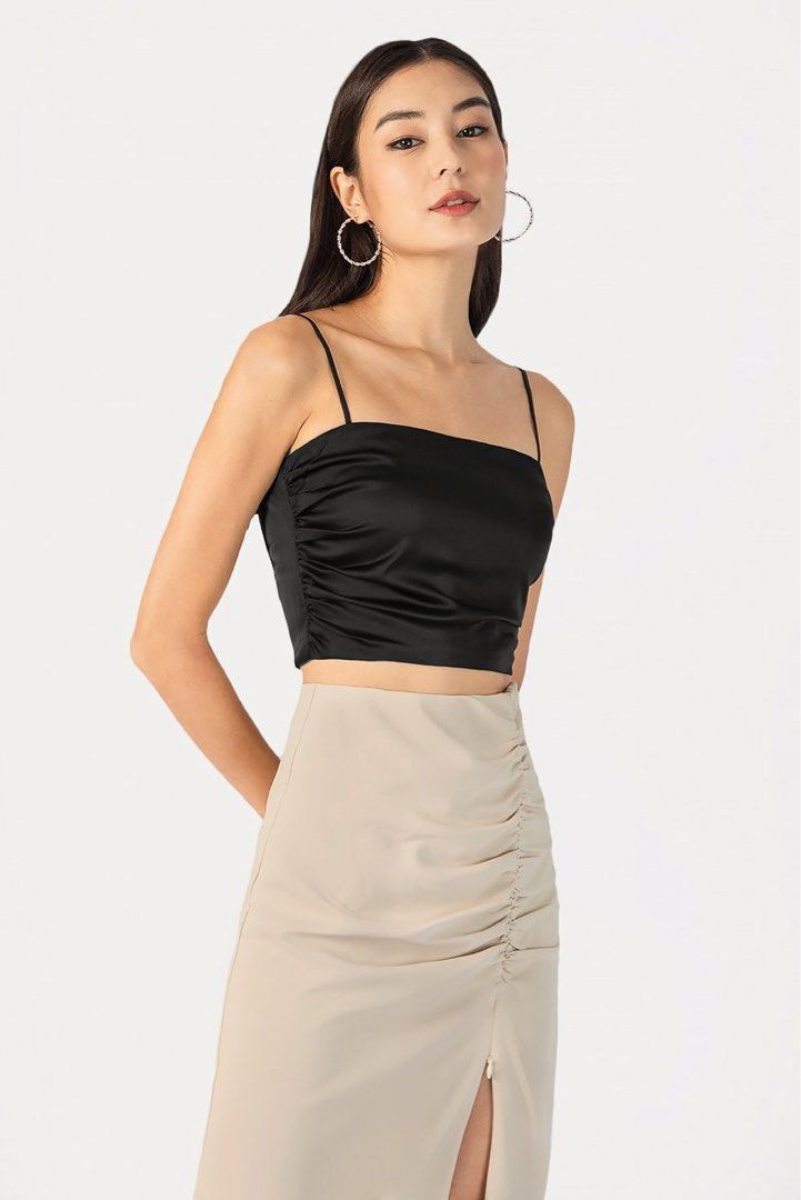 Ruched satin top shop