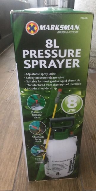 Marksman Garden Hand Pump Pressure Sprayer 8L (Category: Everything Else Others) located in Manila. Submitted by april.sixteen (Listing ID 1315763972, Image 2). Description: 8 litre capacity garden hand sprayer. Powerful pump action. Pressure relief valve. Shatter & frost resistant construction. The lance features an adjustable spray nozzle. Concentrated or mist jet. Lock on trigger for continuous use. Safety press release valve. Shoulder strap. 