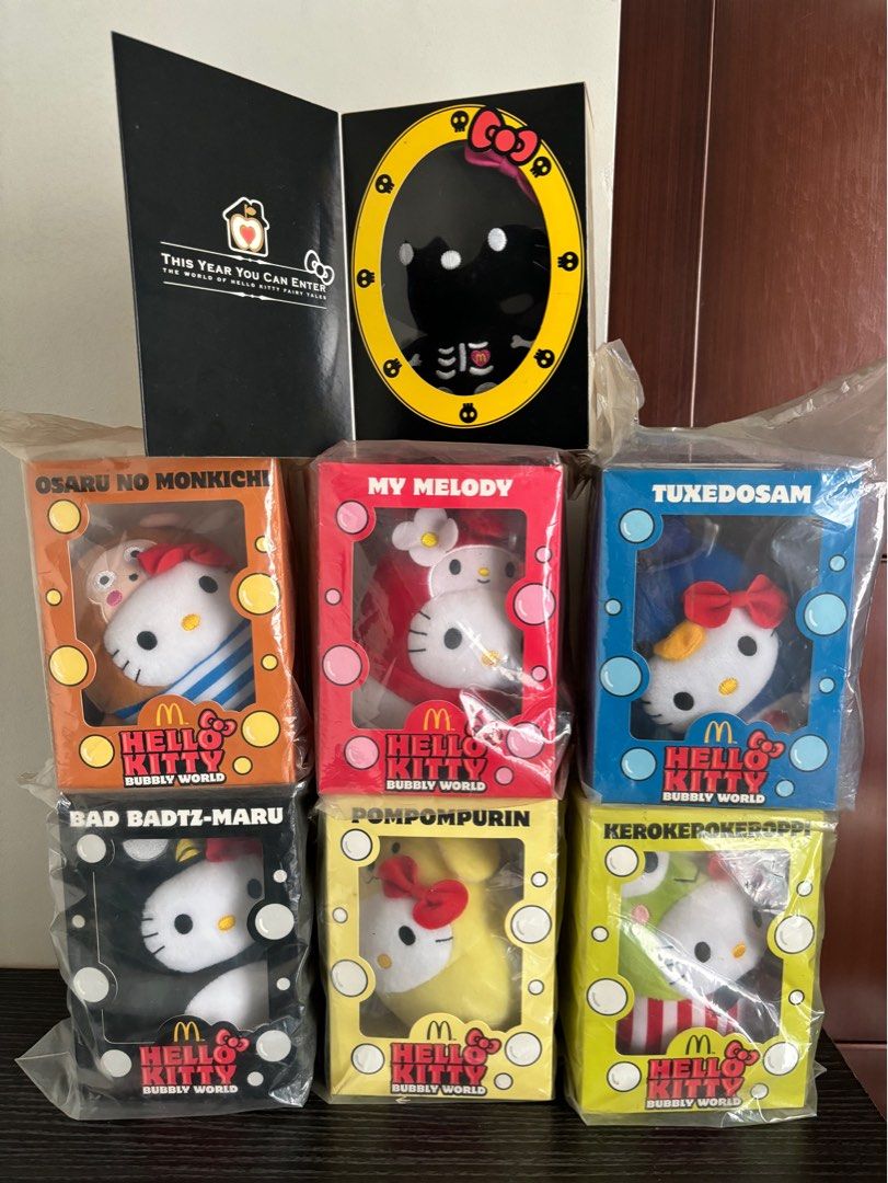 McDonalds Hello Kitty Plushies (Category: Plushies & Soft Toys) located in Quezon City. Submitted by mau_gwapito (Listing ID 1315887925, Image 1). Description: McDonalds Hello Kitty Plushies Sealed. 40th Anniversary. Singapore Release. 3.8k set Payment: BPI/Gcash Location: Sangandaan, QC area Cheers!.