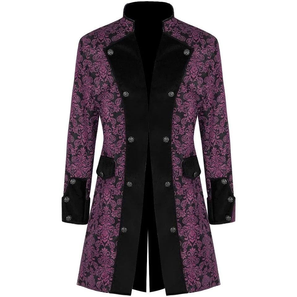 Men cosplay costume men long coat medieval jacket coat Men gold