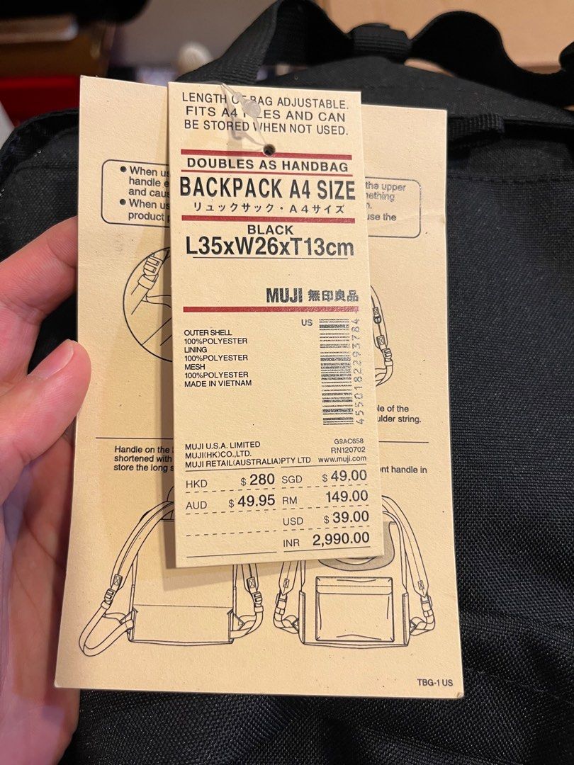 MUJI Backpack A4 Size Men s Fashion Bags Backpacks on Carousell