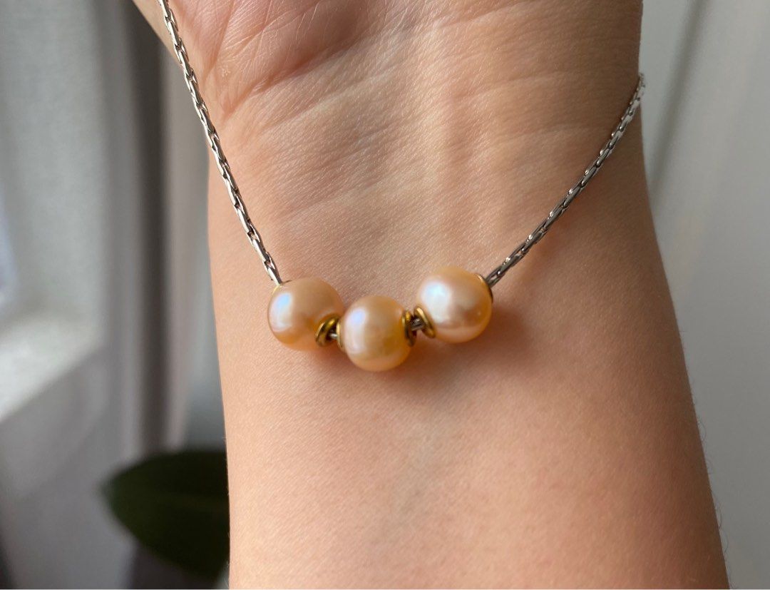 Peach color pearl necklace online