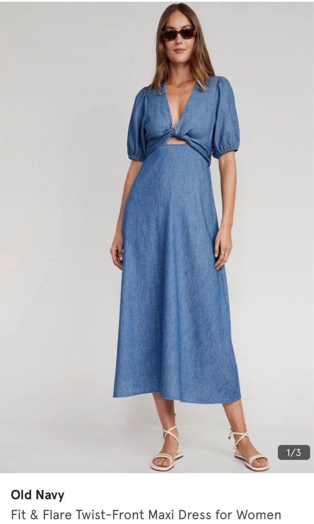 Old Navy Denim Fit and Flare with cutout Dress, Women's Fashion, Dresses &  Sets, Dresses on Carousell