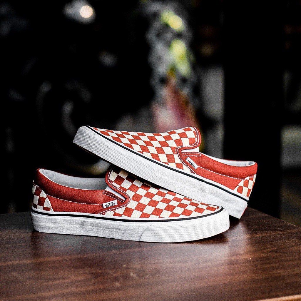 Original Vans Classic Slip On Color Theory Checkerboard Burnt Ochre Sneakers For Men Women Men s Fashion Footwear Sneakers on Carousell