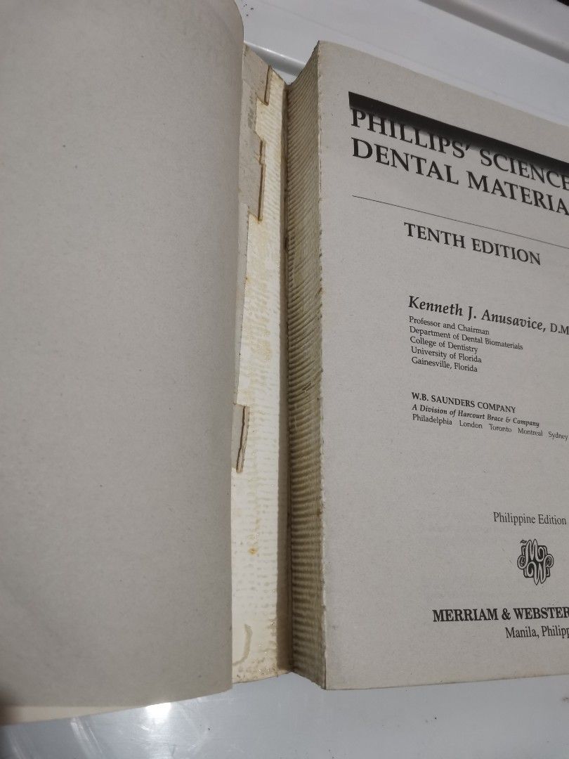 Phillips' Science of Dental Materials (Category: Textbooks) located in San Mateo. Submitted by pjane_ (Listing ID 1315811208, Image 2). Description: -With minimal highlight -Detached cover (2nd photo) MOP: GCash/Bank transfer.