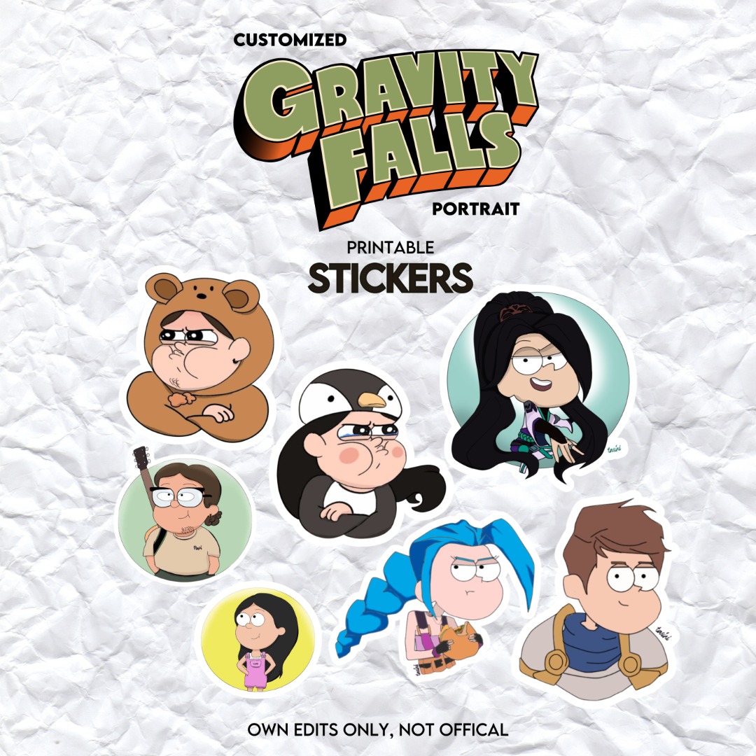 PRINTABLE | Customized Gravity Falls Portrait Stickers, Hobbies & Toys ...