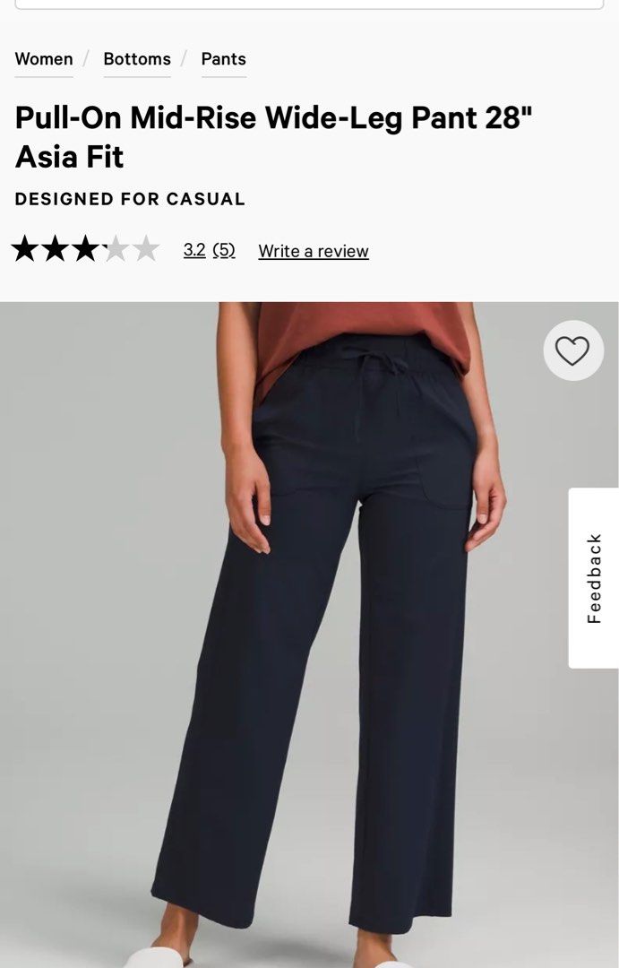 Pull on mid rise wide leg pants Lululemon Women s Fashion Activewear on Carousell