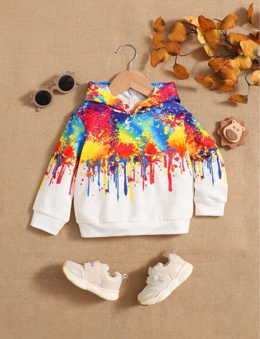 Rainbow splatter hoodie sales