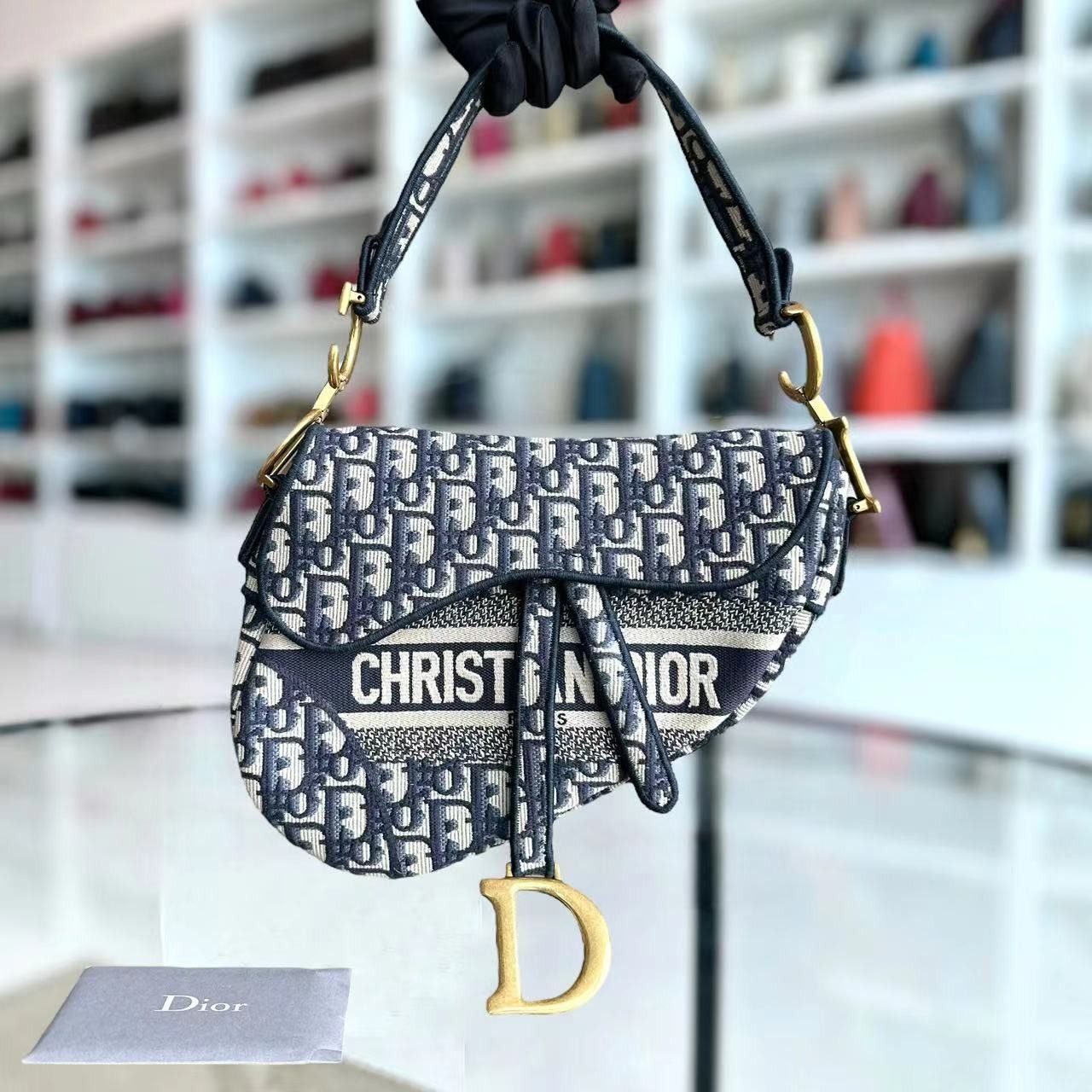 Dior oblique canvas medium saddle bag outlet