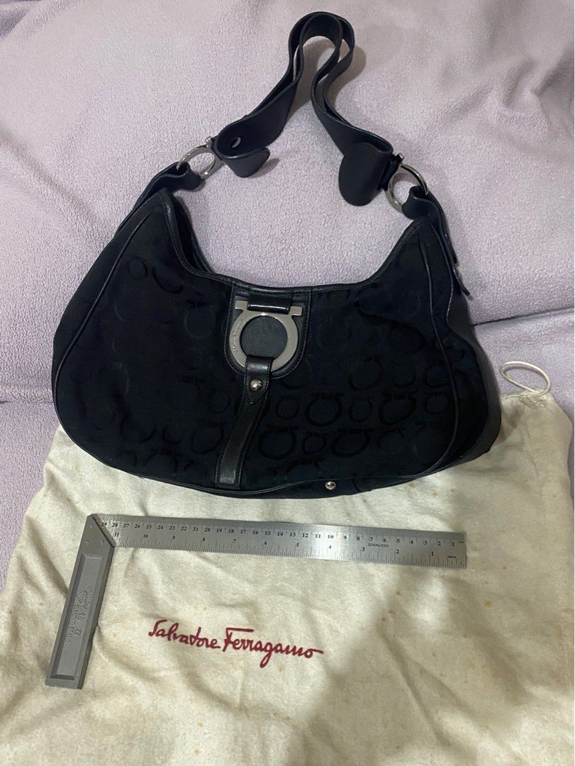 Salvatore Ferragamo bag (Category: Luxury Bags & Wallets) located in Paranaque City. Submitted by ejgscloset (Listing ID 1315864938, Image 3). Description: Authentic Salvatore Ferragamo Black Canvas and Leather Gancini Shoulder Bag comes with dust bag.