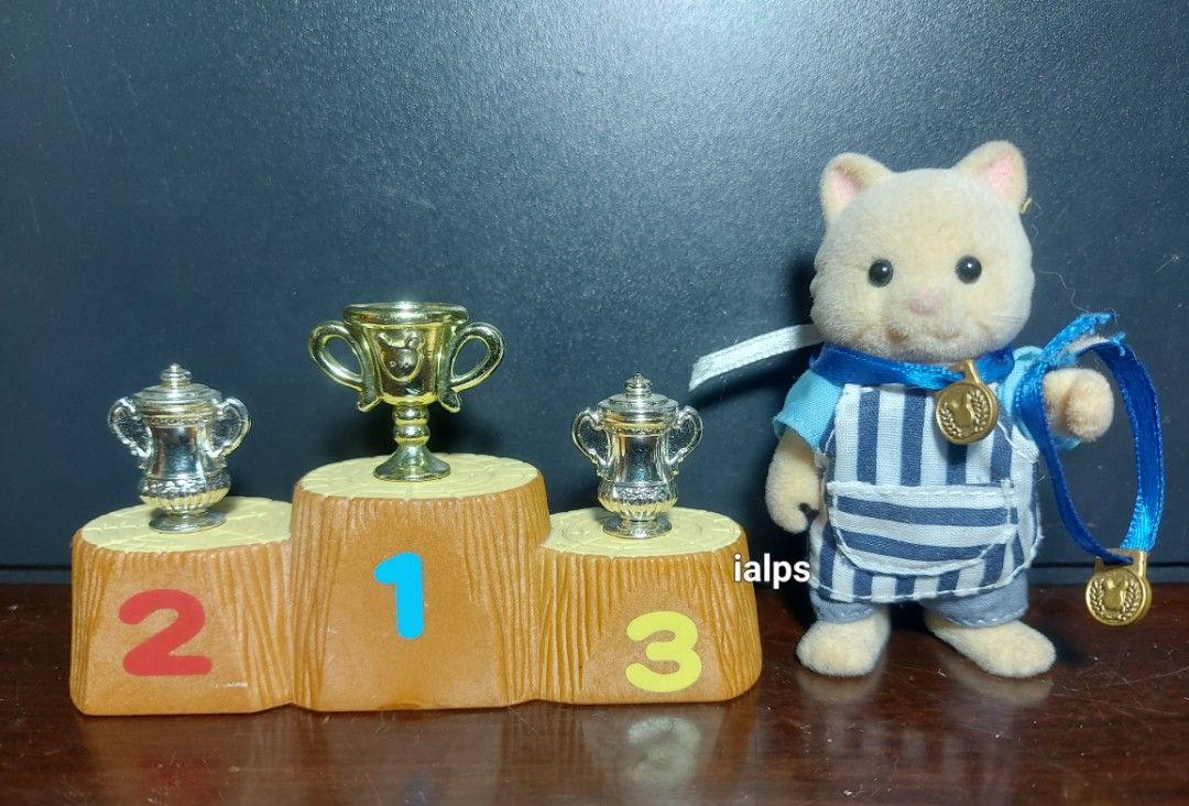Sylvanian Families Vintage and Rare Lot of 6 Trophies, Medals, Ranking Podium (Category: Vintage Collectibles) located in Pasig City. Submitted by lpsflover (Listing ID 1315794612, Image 1). Description: 6 Price is firm. Very hard to acquire. I paid so much more to get these items so please respect my ad. Items came from rare Sylvanian Families sports themed sets. In good condition but please manage your expectations on old items. Payment via BPI