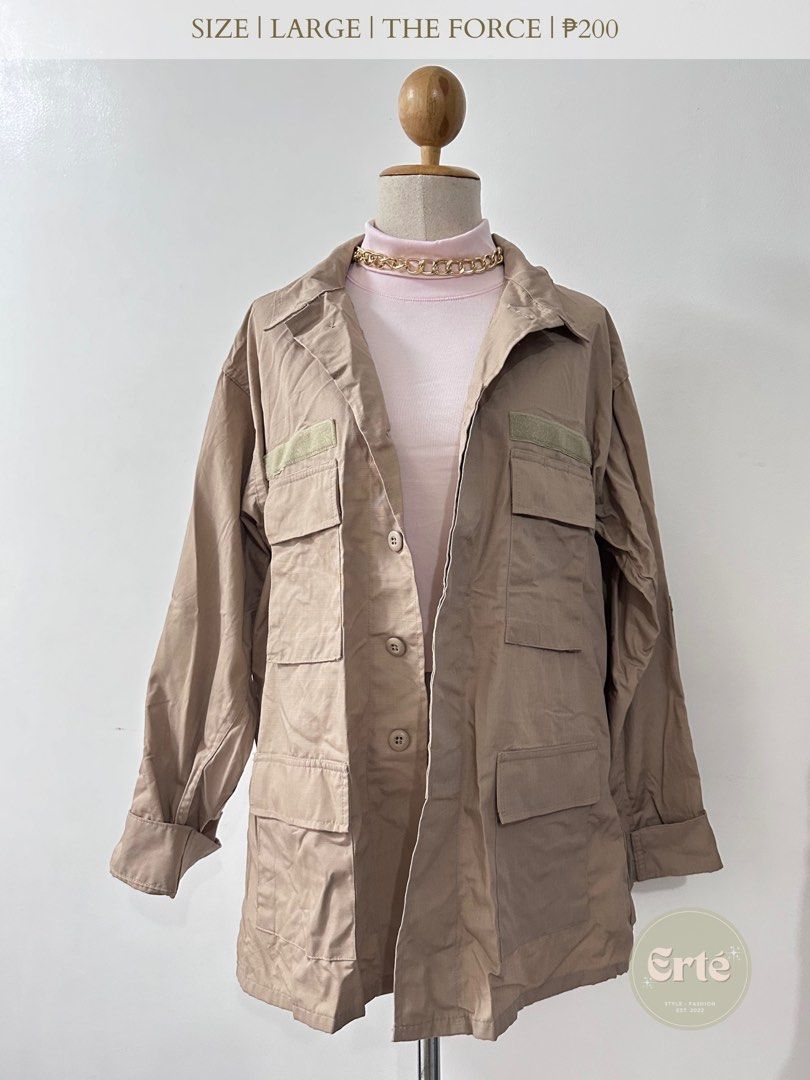 The Force Khaki Blazer Coat Large (Category: Coats, Jackets and Outerwear) located in Quezon City. Submitted by erte_ph (Listing ID 1315782044, Image 1). Description: — no issues/flaws — Blazer/coat is measured laid flat using medida/tape measure — Actual color may vary due to lighting — Please manage your expectations, these are all pre-loved — No bogus buyer and joy reserver.