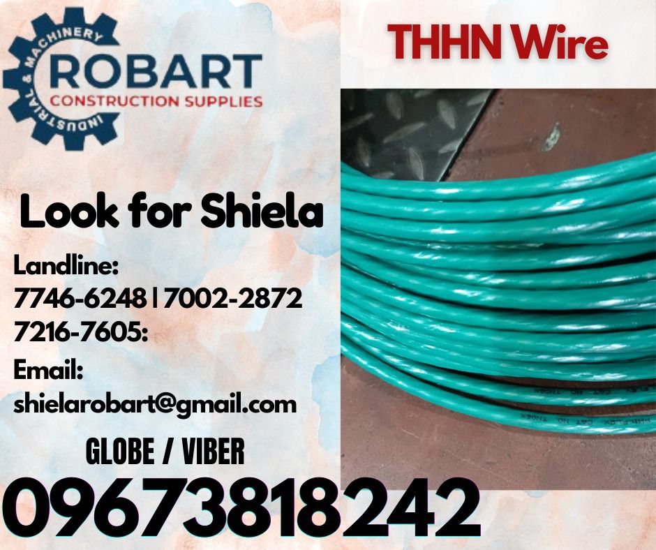 THHN Wire (Category: Construction Tools & Equipment) located in Caloocan City. Submitted by shielaroba44709 (Listing ID 1315376759, Image 1). Description: THHN Wire Brand: Philflex Size: 14mm2 60 meters 𝑹𝑶𝑩𝑨𝑹𝑻 𝑪𝑶𝑵𝑺𝑻𝑹𝑼𝑪𝑻𝑰𝑶𝑵 𝑺𝑼𝑷𝑷𝑳𝑰𝑬𝑺 Office Address: 1405 Yuseco St. Sta Cruz Manila SEND US MESSAGE FOR INQUIRIES ‼️ ‼️ Call: 09673818242 / 09662708845 Vibr - (09673818242) Landline: (𝟩𝟩𝟦𝟨-𝟨𝟤𝟦𝟪) / (𝟩𝟢𝟢𝟤-𝟤𝟪𝟩𝟤) / (