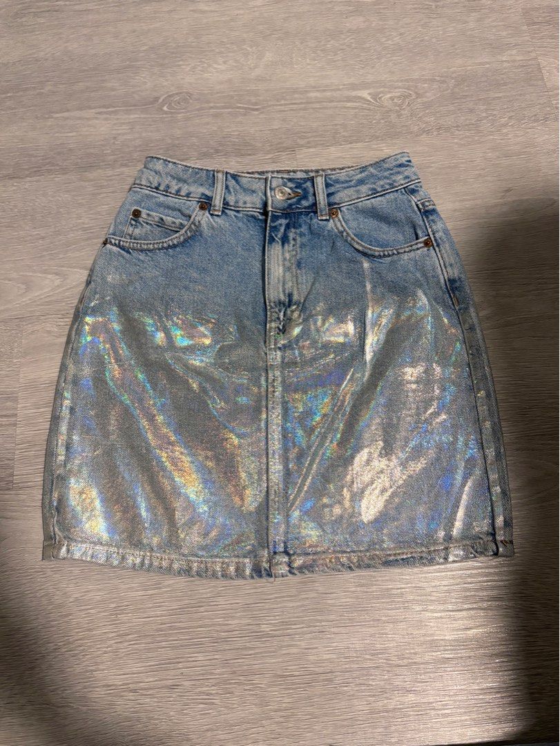 Topshop holographic denim skirt new arrivals