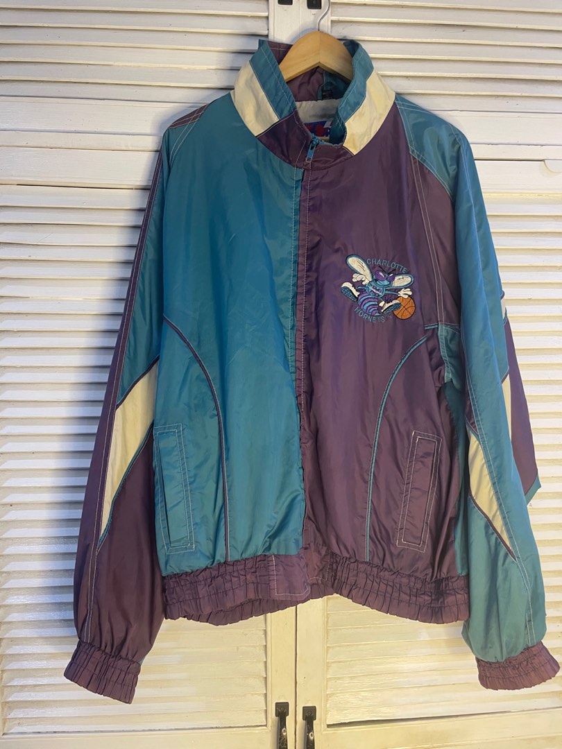 Pro Player 90s Hornets Jacket Pro Player Hornets Jacket Vintage 90s NBA Charlotte Hornets Pro Player Blue  Purple