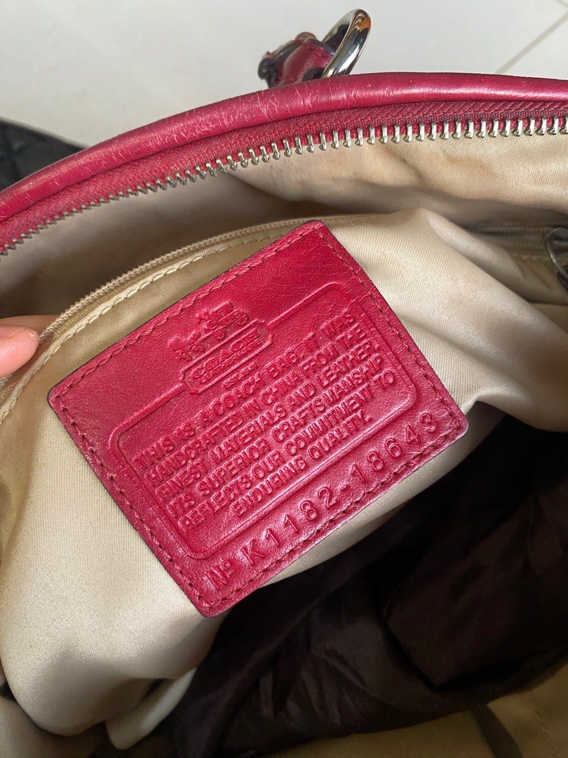 Vintage Coach Red Shoulder Bag With Sling, Women's Fashion, Bags