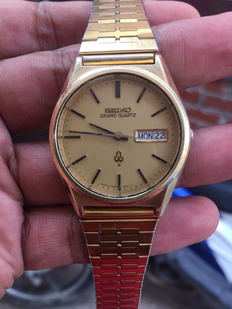 Vintage SEIKO GRAND QUARTZ 4843 8110 Cap Gold Case Men s Fashion Watches Accessories Watches on Carousell