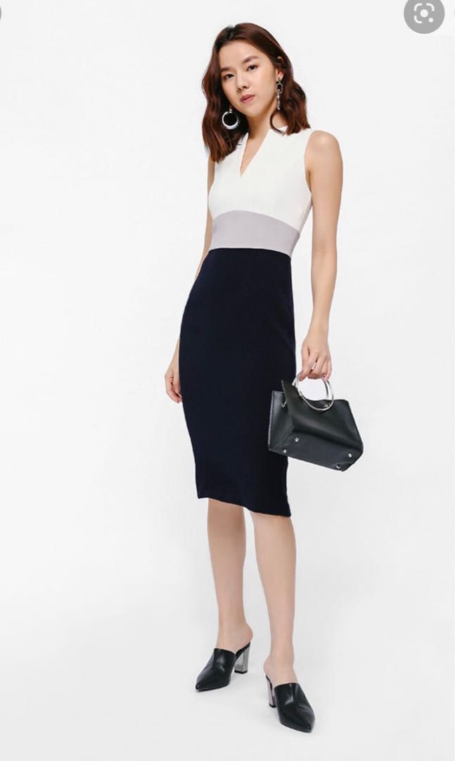 Zalora office dress colour block formal wear Women s Fashion Bottoms Skirts on Carousell