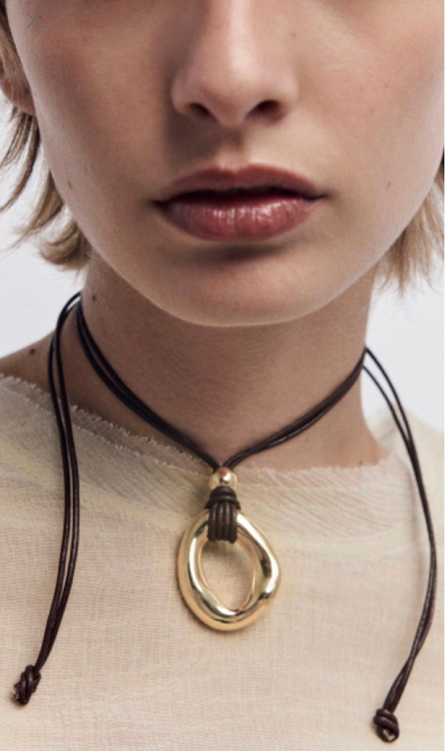 Zara Long Metal Circle Cord Necklace Choker Women s Fashion Jewelry Organisers Necklaces on Carousell