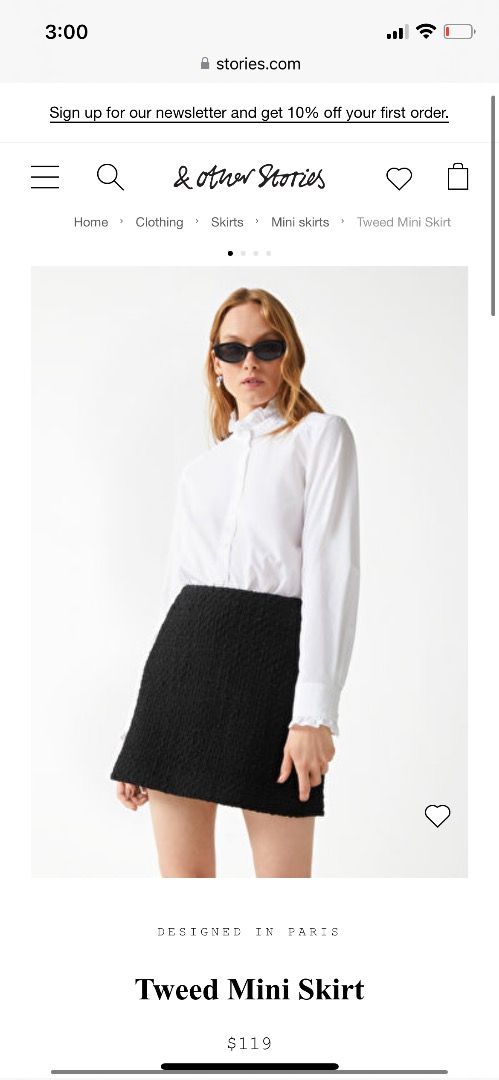 Other Stories White Tweed Mini Skirt Size Eu38