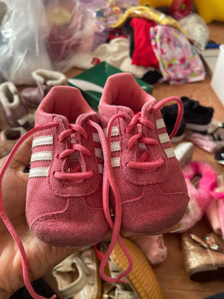Adidas Gazelle baby walker shoes pink white