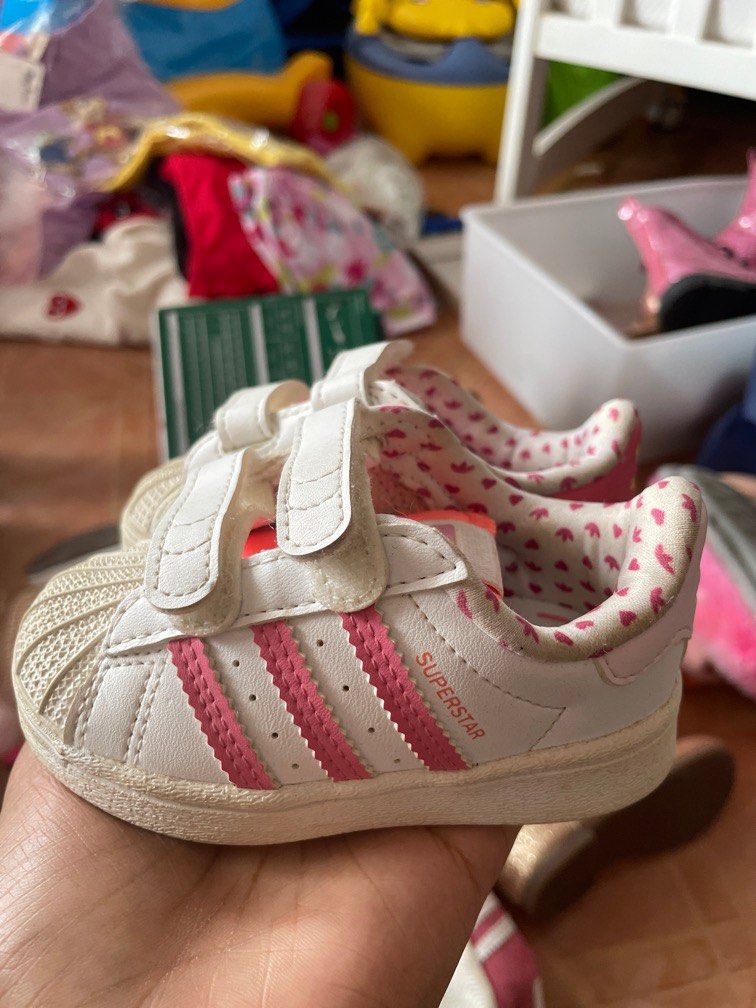 Adidas superstar pink white baby toddler shoes