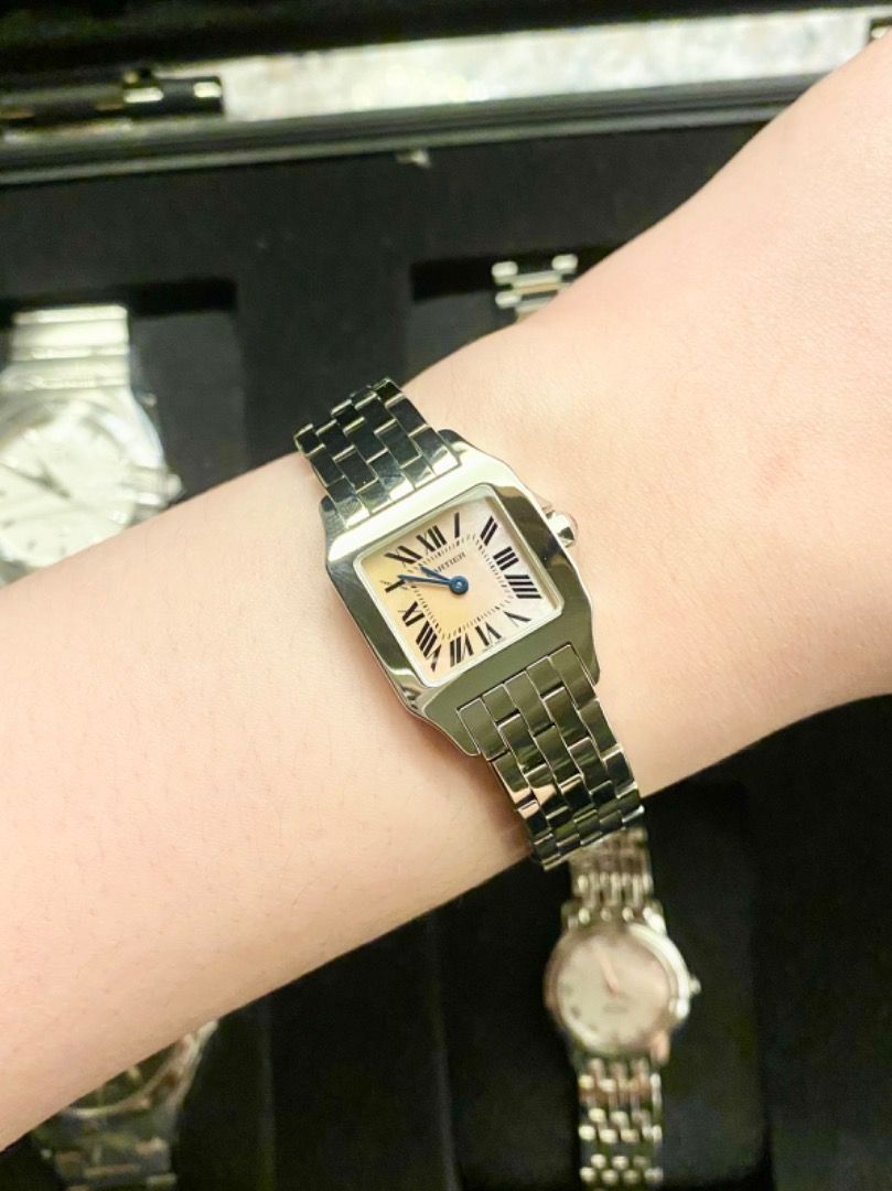 CARTIER Santos Demoiselle Pink MOP Full SS Mini 20mm Luxury Watches on Carousell