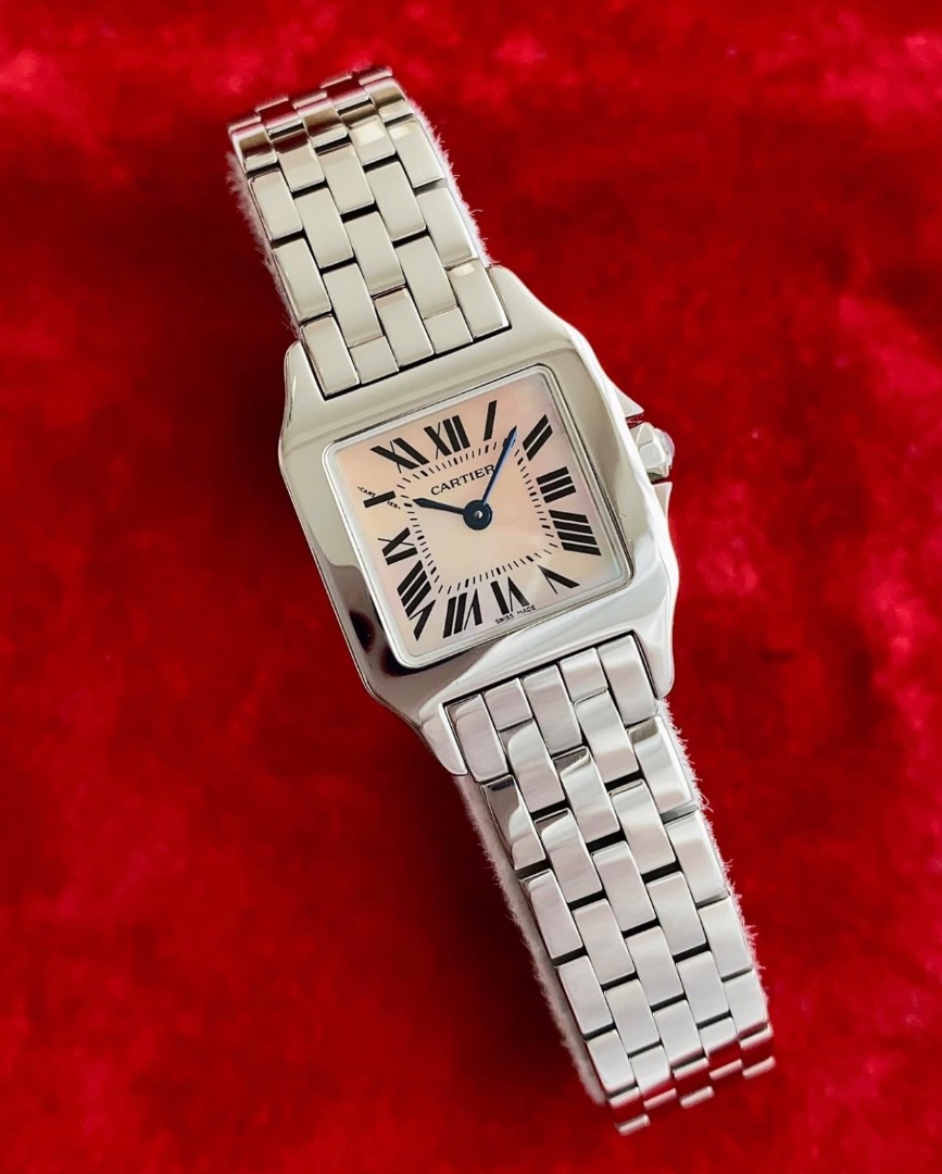 CARTIER Santos Demoiselle Pink MOP Full SS Mini 20mm Luxury Watches on Carousell