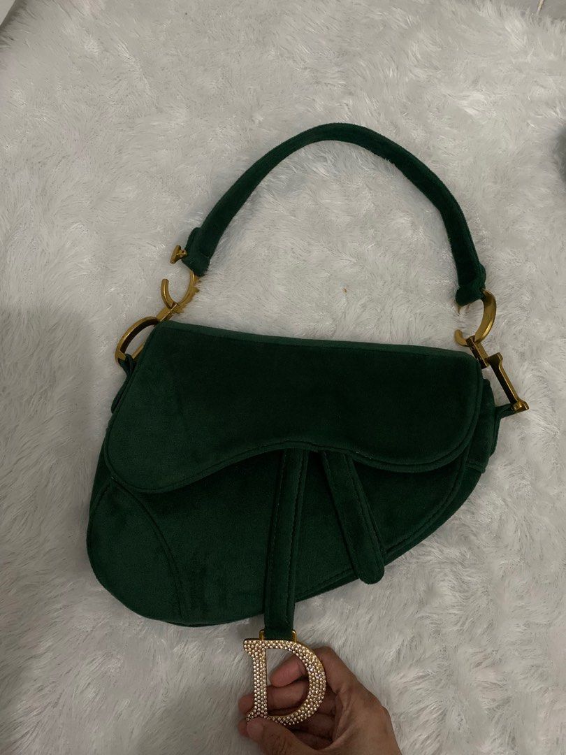 Christian Dior Green Velvet Crystals medium saddle Bag, Barang