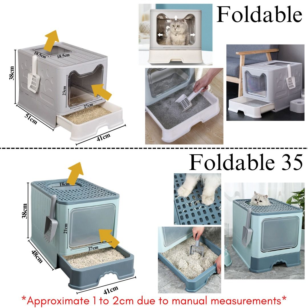 CLEARANCE Full Covered Foldable Cat Litter Box with Tray Kitten Toilet Training