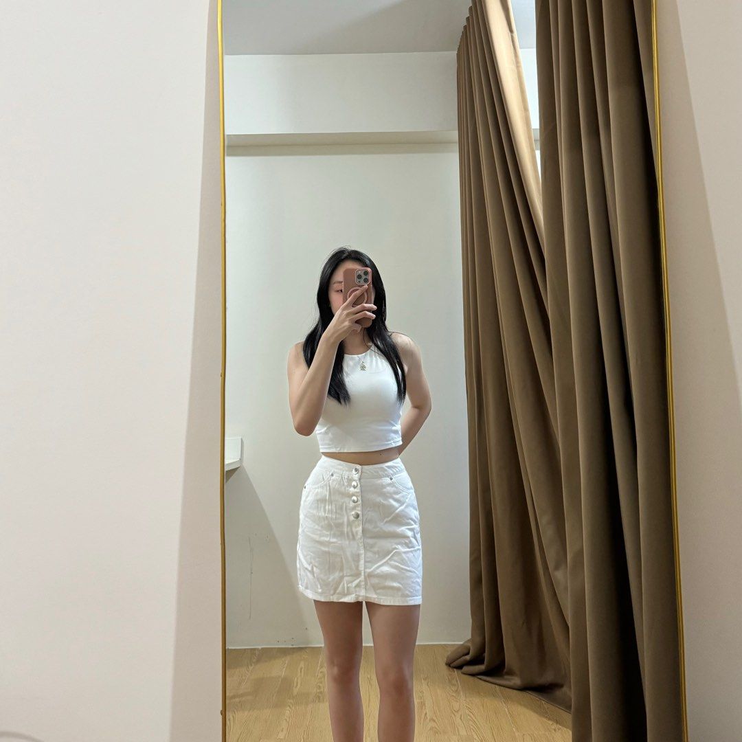 Forever 21 Denim Skirt in White Women s Fashion Bottoms Skirts on Carousell