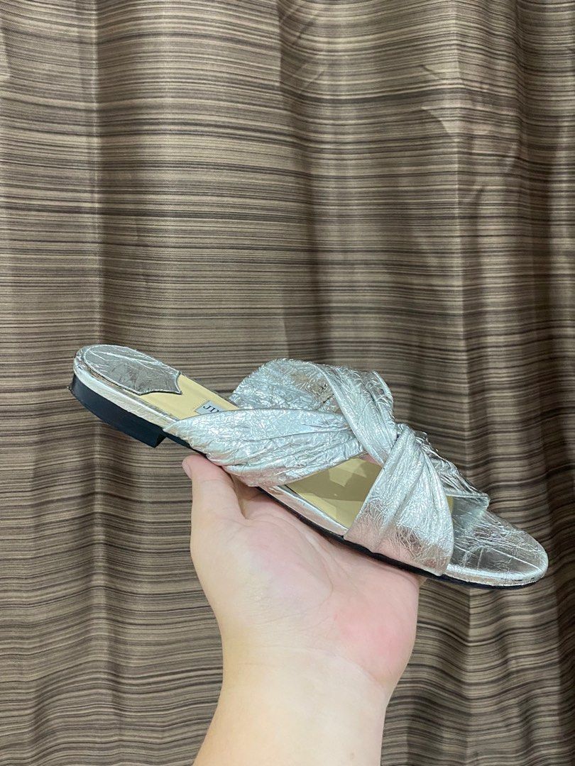 Jimmy Choo Lela Silver Metallic Foil Leather