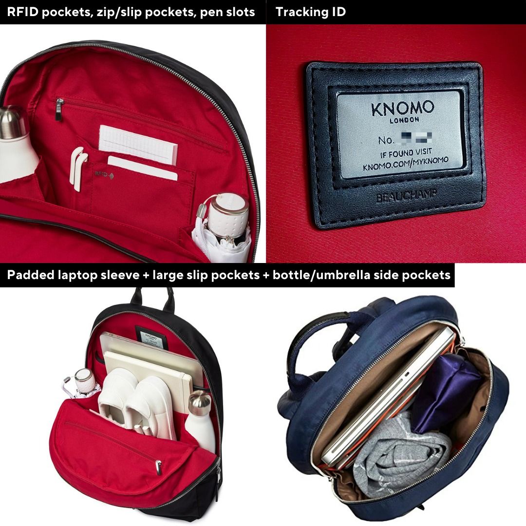 KNOMO London BEAUCHAMP 14 Laptop Backpack Stylish Minimal Professional Work Bag
