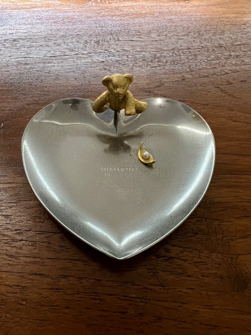 Mikimoto International Pearl Silver Heart Tray Gold Bear Women s Fashion Jewelry Organisers Accessory holder box organizers on Carousell