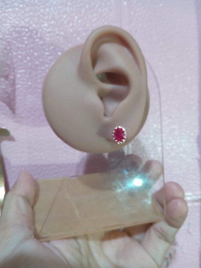 Natural Ruby Stone Stud Earring S925 (Category: Earrings) located in Caloocan City. Submitted by levres_good_collection07 (Listing ID 1315905646, Image 2). Description: Natural Ruby Stones Oval Shaped Stud Earring S925 Sterling Silver Setting Rose Gold Plated 8x6mm stone S925 lock/pakaw UV light reactive With Free Box.
