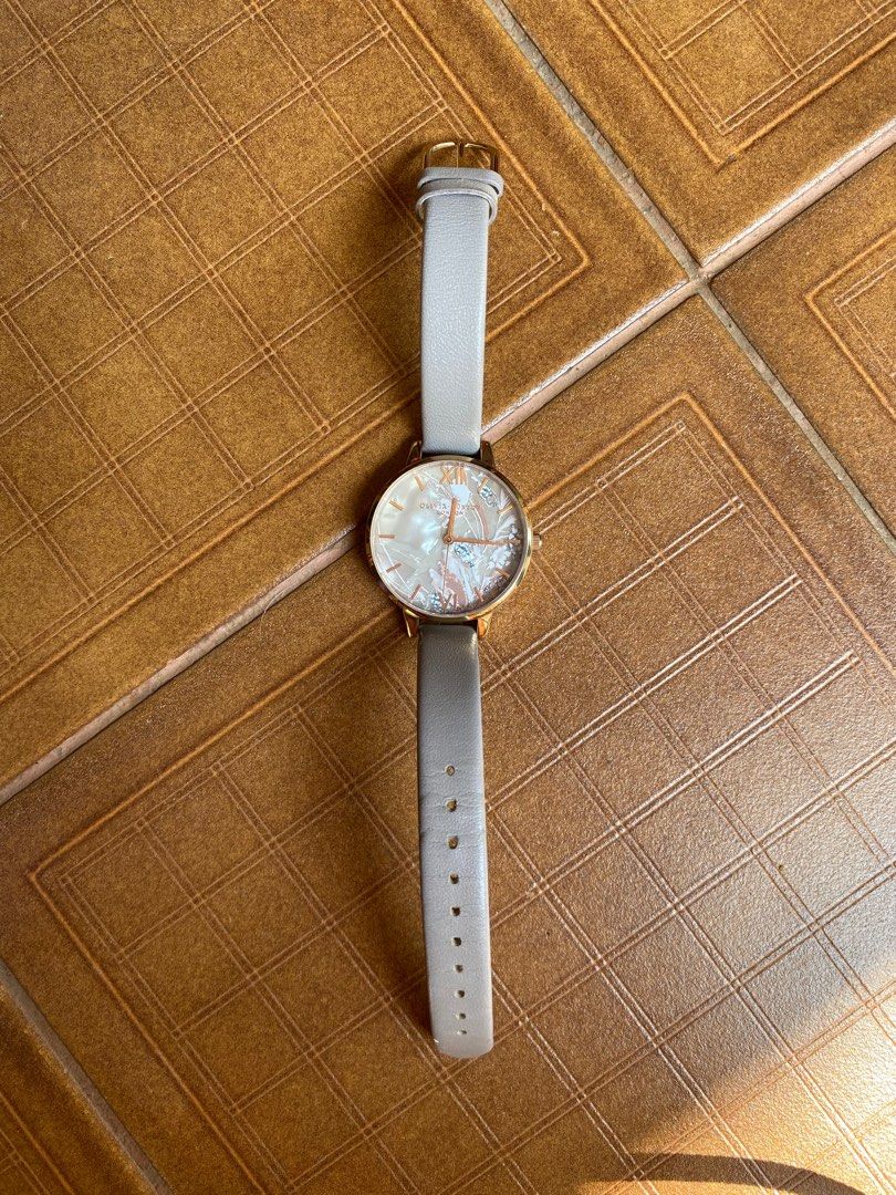 Olivia Burton Floral OB16VM37 Abstract Florals Dial Grey Leather Strap Fesyen Wanita Jam Tangan di Carousell