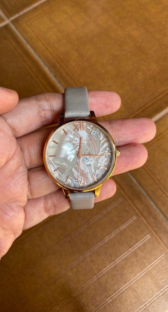 Olivia Burton Floral OB16VM37 Abstract Florals Dial Grey Leather Strap Fesyen Wanita Jam Tangan di Carousell